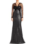 Badgley Mischka Metallic Lace & Tulle Gown - Lyst