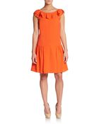 RED Valentino Dropped-Waist Ruffled-Neck Dress - Lyst