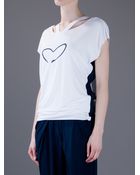 Lounge Lover EterniteeS Raw Cut Tee In White With Navy - Lyst