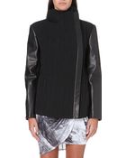 Helmut Lang Leather-panel Crepe Jacket - Lyst
