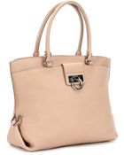Ferragamo New Bisque Leather Tote Bag - Lyst