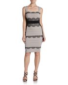 Jax Pleated Lace-Inset Sheath Dress - Lyst