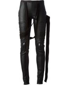 Rick Owens Draped Panel Moto Leggings - Lyst