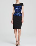 Tadashi Shoji Dress - Cap Sleeve Lace Neoprene Belted - Lyst