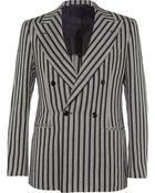 MP di Massimo Piombo Striped Linen And Cotton-Blend Blazer - Lyst