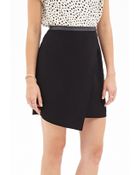Forever 21 Faux Leather-Trimmed Wrap Skirt - Lyst
