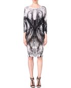 Alexander McQueen Feather-print Wool Dress - Lyst