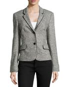 Escada Velvet-Trimmed Tweed Blazer - Lyst