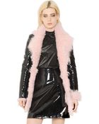Christopher Kane Patent Leather And Shearling Fur Coat - Lyst