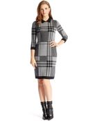 Hugo Boss F5046 | Stretch Virgin Wool Blend Plaid Sweater Dress - Lyst