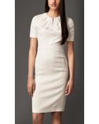 Burberry Pleat Neck Tailored Dress - Lyst