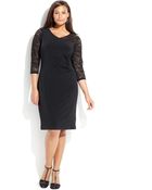 Calvin Klein Plus Size Illusion Lace V-Neck Shift - Lyst