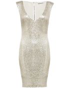 Alice + Olivia Embellished Low V-Neck Dress - Lyst