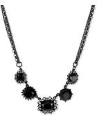 Betsey Johnson Blackplated Crystal Frontal Necklace - Lyst