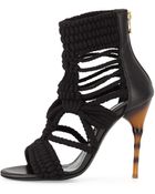 Balmain Macrame Bamboo Heel Sandal - Lyst