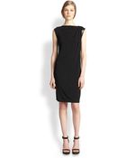 Michael Kors Leather-Trimmed Jersey Dress - Lyst