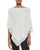 Halston Off-The-Shoulder Poncho W/ Georgette Trim - Lyst