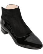 Giorgio Armani 20Mm Patent Leather & Suede Ankle Boots - Lyst