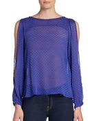 BCBGeneration Swiss Dot Cold-shoulder Blouse - Lyst