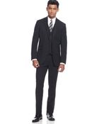 Kenneth Cole Reaction Black Striped Vested Slim-Fit Suit - Lyst