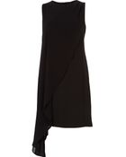 River Island Black Draped Chiffon Bodycon Dress - Lyst