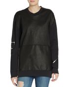 3.1 Phillip Lim Oversized Leather Panel Sweatshirt - Lyst