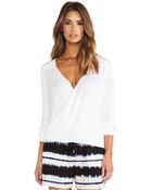 Derek Lam 10 Crosby Draped Front Tee On Soft White - Lyst