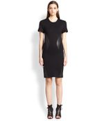 McQ by Alexander McQueen Leather-Paneled Stretch Jersey Dress - Lyst