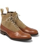 Grenson Foot The Coacher Leather And Suede Boots - Lyst