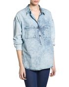 Mango Bleached Denim Shirt - Lyst