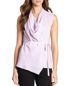Josie Natori Cowlneck Silk Top - Lyst