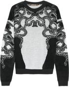 Roberto Cavalli Lace-Intarsia Fleece And Knitted Sweater - Lyst
