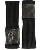 Portolano Leather & Cashmere Fingerless Gloves - Lyst