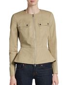 Michael Kors Cotton/Linen Peplum Jacket - Lyst