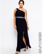 Asos Curve Embellished One Shoulder Maxi Dress - Lyst