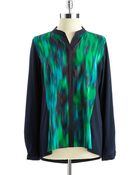 T Tahari Christy Button-Down Blouse - Lyst