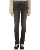 Barneys New York Contrast Waistband Skinny Jeans - Lyst
