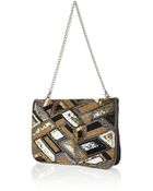 River Island Gold Leather Embellished Clutch Bag - Lyst