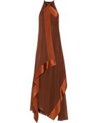 Donna Karan New York Draped Two-Tone Stretch-Silk Gown - Lyst