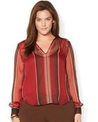 Lauren by Ralph Lauren Plus Striped Georgette Shirt - Lyst