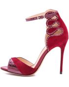 Alexandre Birman Suede & Snakeskin Sandals - Vino/Bordo - Lyst