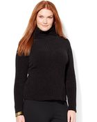Lauren by Ralph Lauren Plus Rib Knit Funnelneck Sweater - Lyst