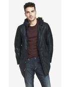 Express (Minus The) Leather Sleeve Hooded Parka - Lyst