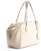 Fendi Beige Grained Leather Tri-Zip Top Handle Tote - Lyst