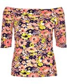 River Island Pink Floral Print Bardot Top - Lyst