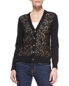 Michael Kors Cashmere Lace-Front Cardigan - Lyst