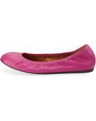 Lanvin Scrunched Leather Ballerina Flat - Lyst