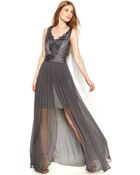 Vera Wang Lace Chiffon High-Low Gown - Lyst