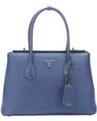 Prada Blue Saffiano Leather Top Handle Handbag - Lyst