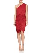 Halston Heritage One-Shoulder Ruched Dress - Lyst